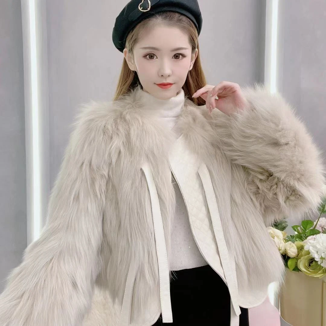 【爱路莎】90-1113 新款狐狸毛拼皮 时尚皮草 女士外套