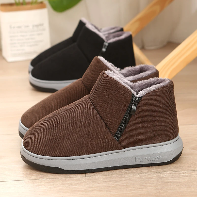 【外穿也好看】新款秋冬保暖棉鞋包跟男厚底中老年人加厚防滑加绒