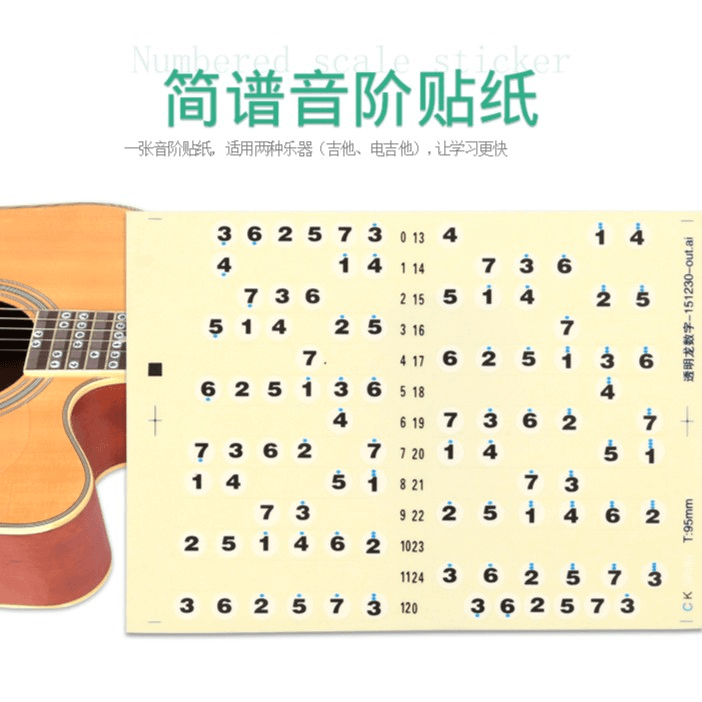 民谣木吉他初学入门简谱音阶贴纸唱名指板贴自学吉他数字唱名贴纸
