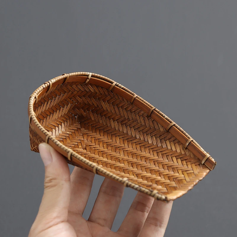 手工编织簸箕竹茶则竹编小簸箕赏茶荷厂家直销一件代发