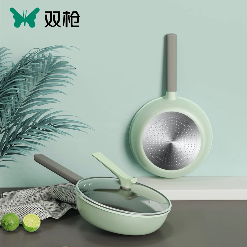 【粉丝专享】双枪小鸟绿锅麦饭石炒菜锅煎锅电磁炉燃气灶适用导热