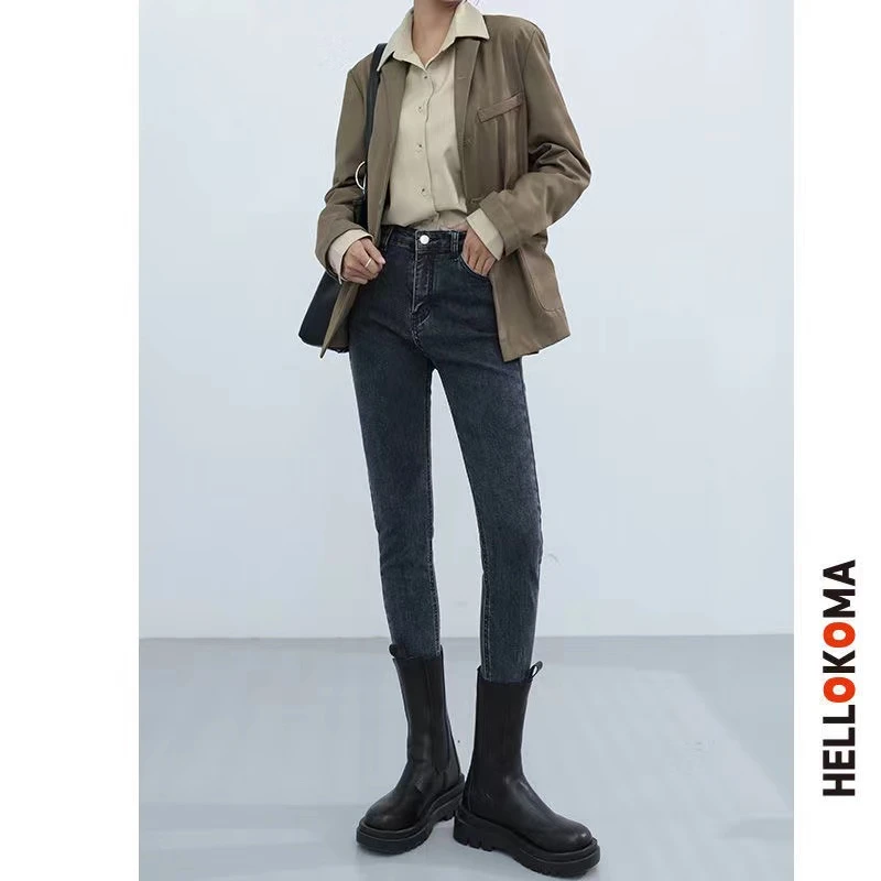 高腰小脚牛仔裤女春夏季2023年新款弹力紧身显瘦显高百搭铅笔靴裤