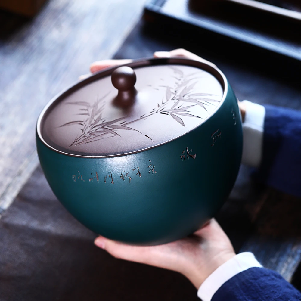 颐壶春高端紫砂茶叶罐精品名家张继彪全手工醒茶罐家用大号储茶仓