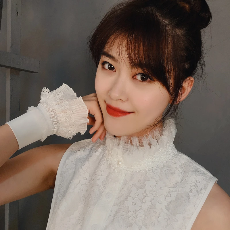 减龄仙气假领子女蕾丝网纱珍珠高领装饰衣领春秋搭配毛衣卫衣假领