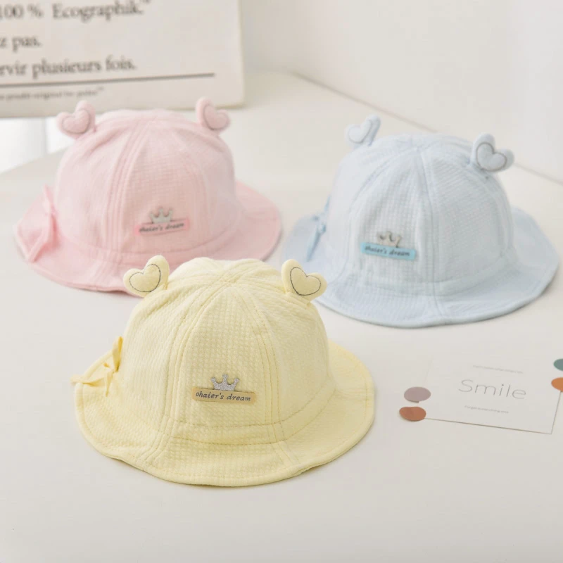 婴儿帽子秋冬婴幼儿渔夫帽可调节春秋季女宝宝公主儿童盆帽潮