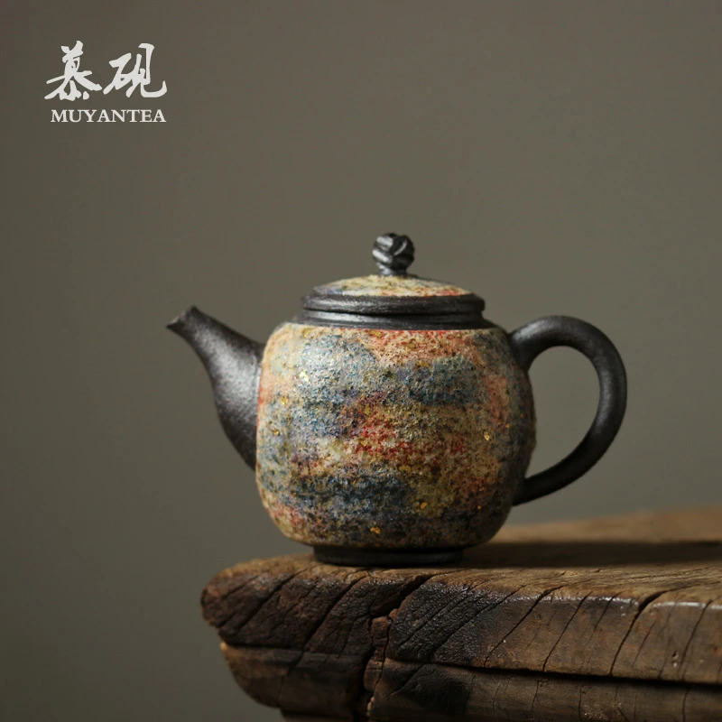 muyan/慕砚日式岩矿茶壶高越老岩泥泡茶器家用功夫茶创意球孔单壶