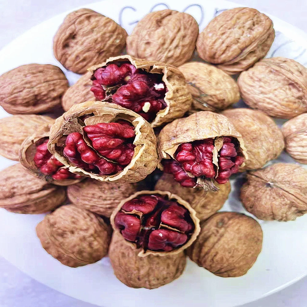 张姆婆营养红皮新疆红衣核桃纸皮核桃仁皮薄零食紫皮精品红心核桃