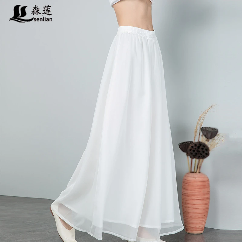 2025中国风休闲冰丝雪纺中式阔腿裤女士新款夏天薄款高腰裤子606