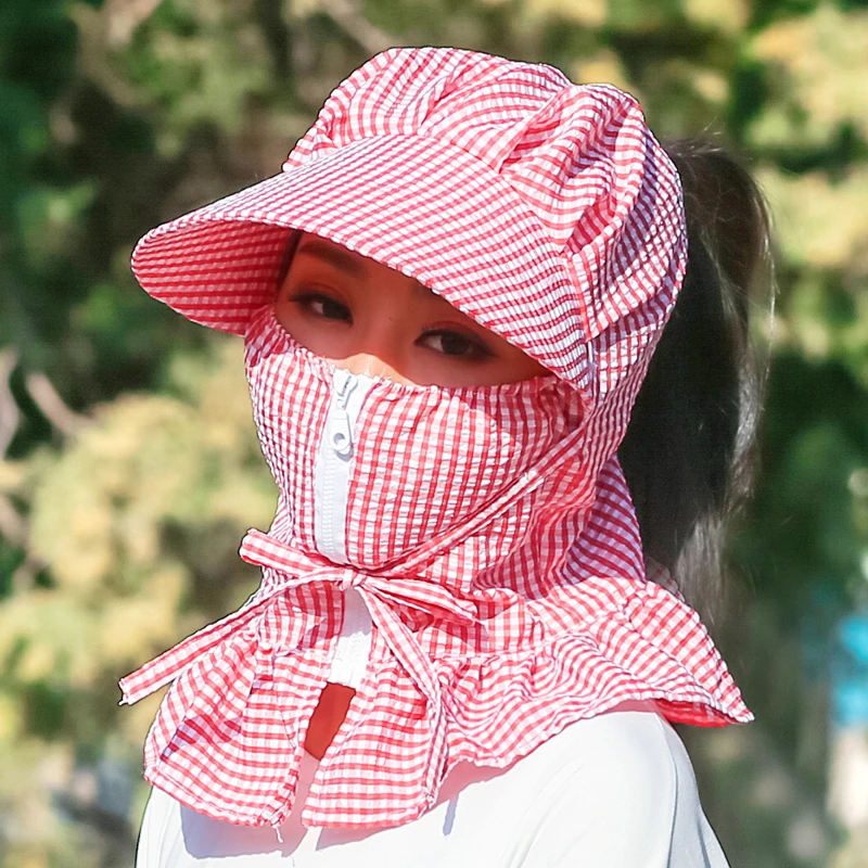 防晒帽子女夏季大帽檐大披肩遮阳帽户外骑行干活防尘采茶帽太阳帽
