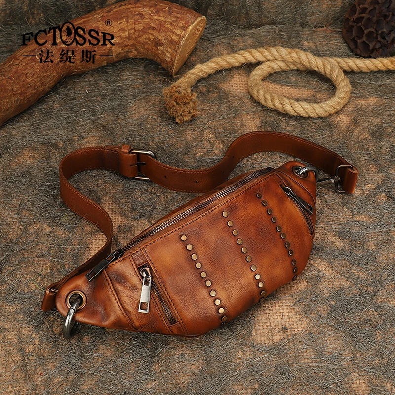 法缇斯---复古个性复古铆钉腰包斜挎包时尚多功能单肩包---77275