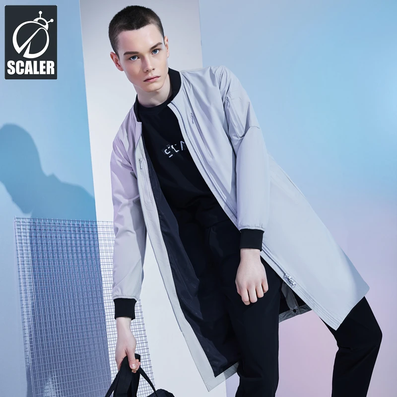 SCALER/思凯乐户外男女款单层纯色轻薄长款风衣休闲外套F2120707