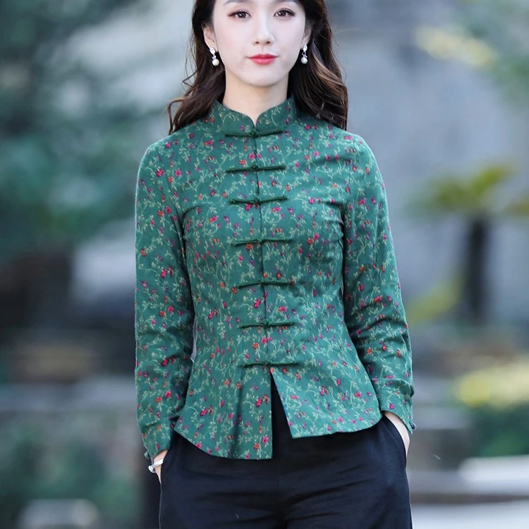 筠雅唐装中国风女装旗袍式上衣改良版女时尚民族风中式女装J307