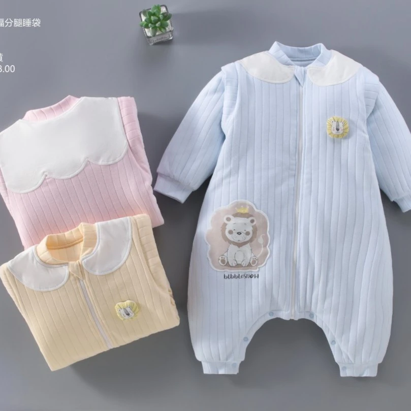 泡泡雪萌狮送福婴儿睡袋秋冬款男女宝宝秋冬季防踢睡袋分腿婴幼儿
