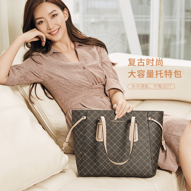 稻草人女士包包2023新款欧美风大容量托特包单肩时尚多功能肩包