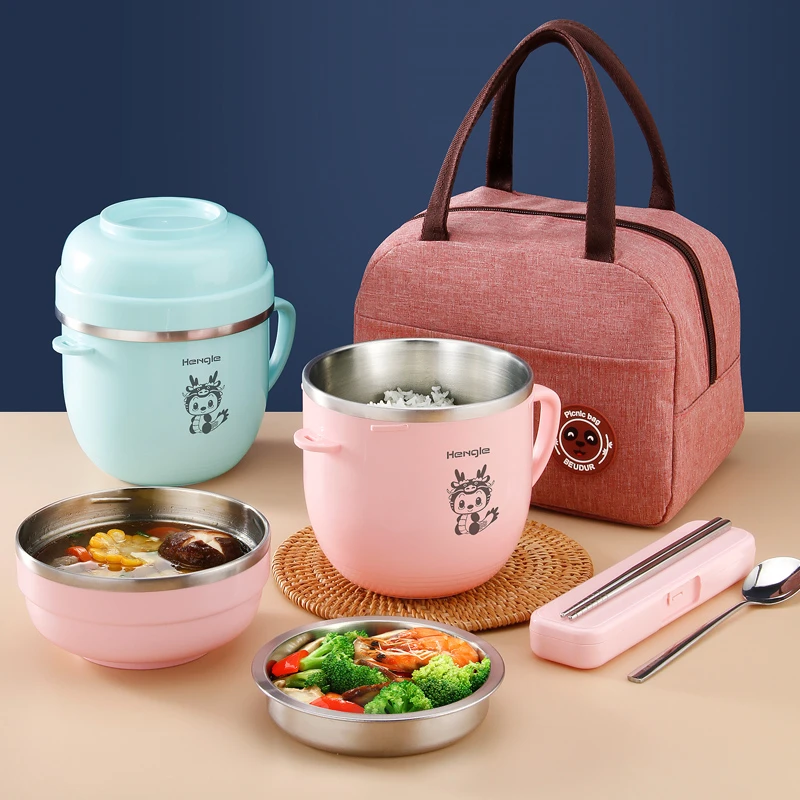 304不锈钢饭盒保温大容量带盖便当盒儿童学生男双层上班族快餐杯