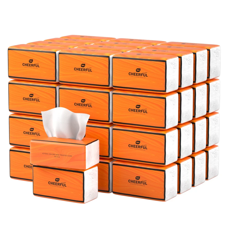 植护气垫纸巾悦色橙抽纸20包抽取式餐巾纸大包整箱批发家用实惠装