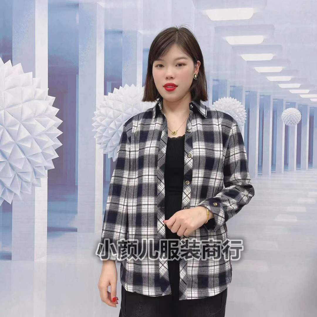 格纹时尚百搭格子衬衫 90-165斤 40岁-60岁妈妈百搭格子衬衫外套