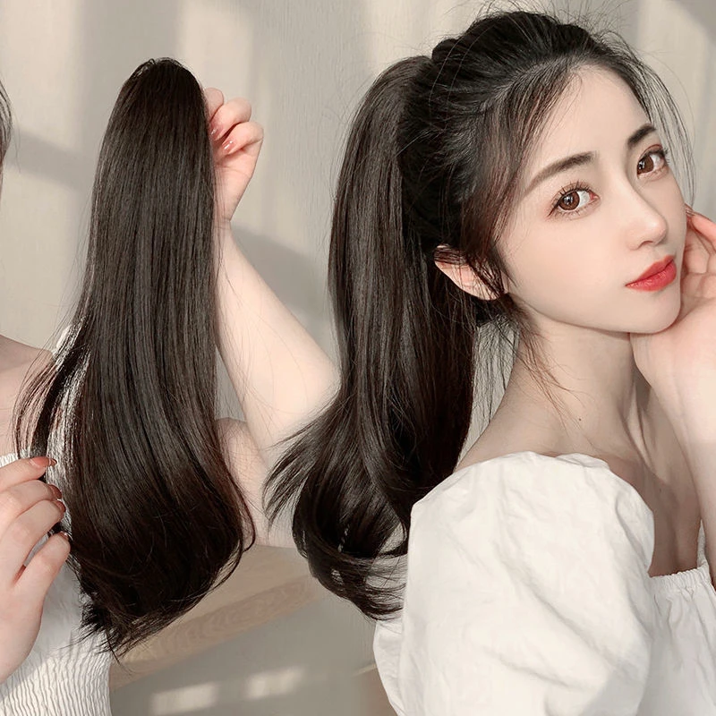 抓夹长发马尾假发女网红卷发假马尾绑带式自然假发片可扎假发尾