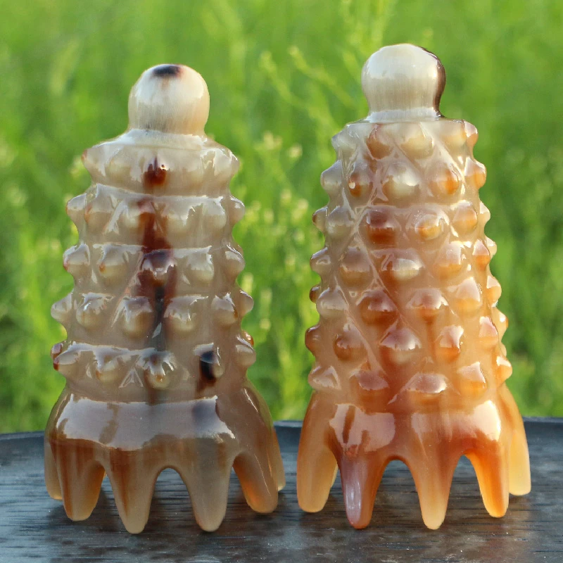 1把装 牛角头疗洗头按摩梳子肩颈部按摩梳清洁头皮梳长10~11CM