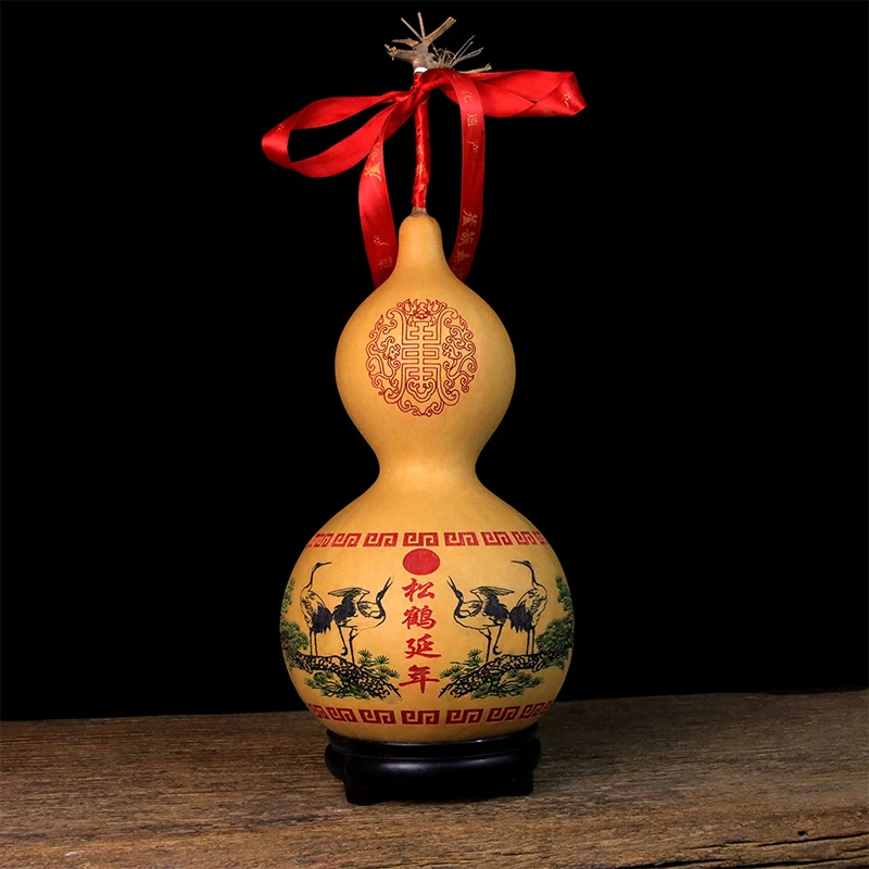 盛泰葫芦 松鹤延年葫芦摆件老人贺礼高度40公分左右