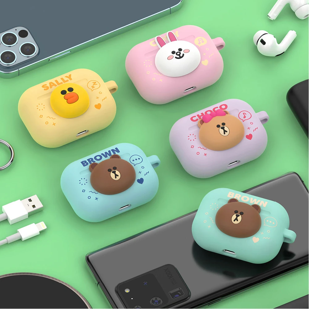 line friends布朗熊airpodspro无线蓝牙耳机套硅胶保护套卡通壳盒