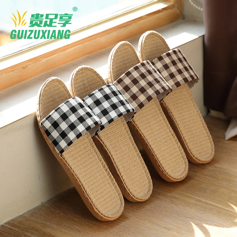 亚麻拖鞋男女情侣款家居拖鞋春夏秋季室内拖鞋地板防滑居家凉拖鞋