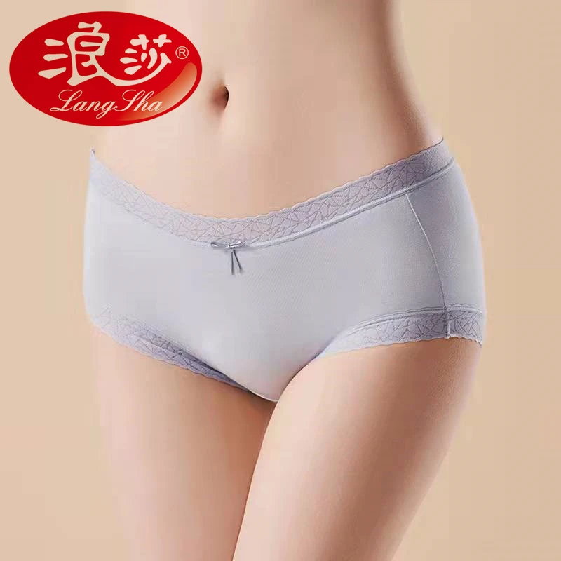 小蝴蝶薄款透气成人结中腰舒适亲肤小花边极简拼接女士内裤s