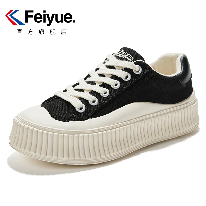 feiyue/飞跃帆布鞋8955女2022春季新款ins潮厚底低帮百搭休闲鞋