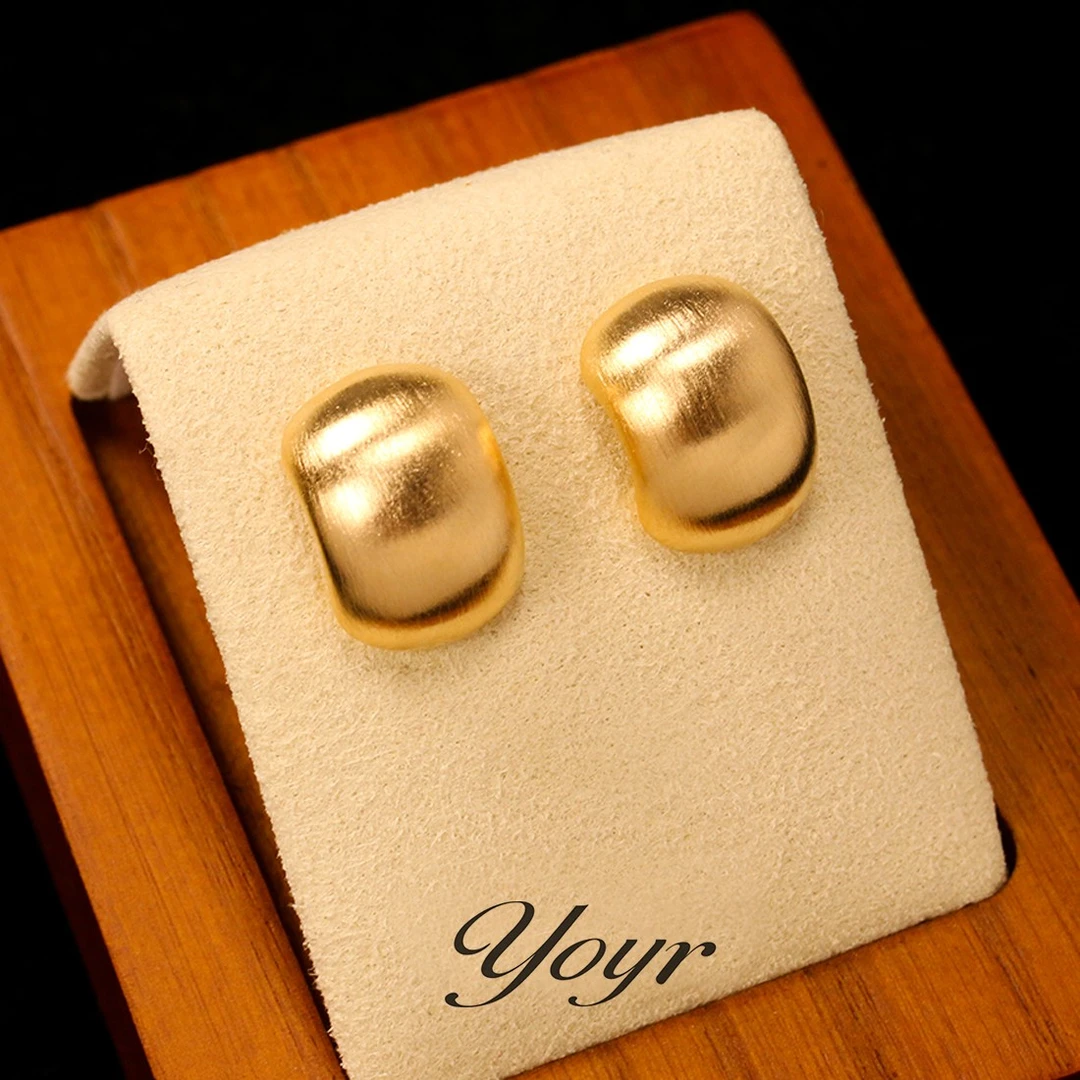 YOYR 铜合金耳饰 【十一家】金豆豆耳钉极简风经典磨砂秋冬百搭耳环
