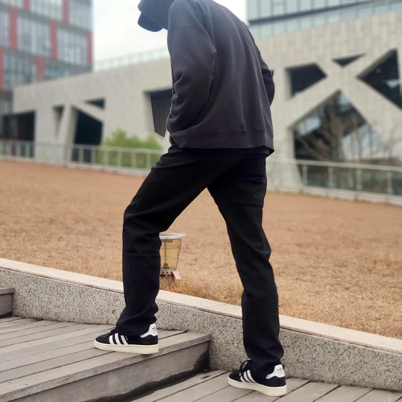etnies滑板裤男士通用黑色宽松弹力针织运动休闲裤牛仔裤长户外