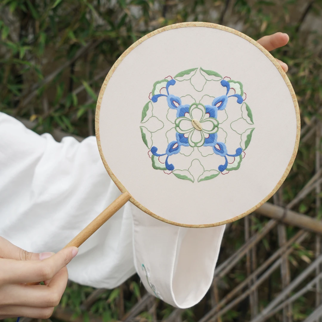 姚绣《宝相生花》团扇 DIY刺绣材料包 手工 苏绣  刺绣