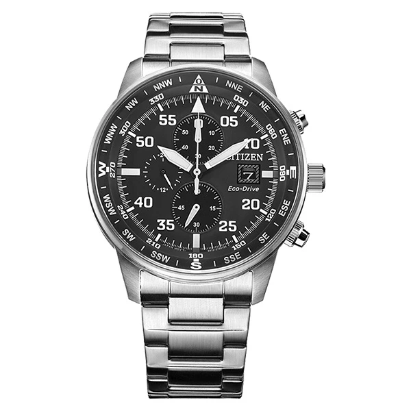 西铁城CITIZEN手表光动能不锈钢表带黑盘时尚男表CA0690-88E