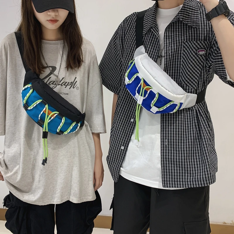 潮牌日系胸包男士夏季帆布休闲运动斜挎腰包男生情侣款女单肩背包