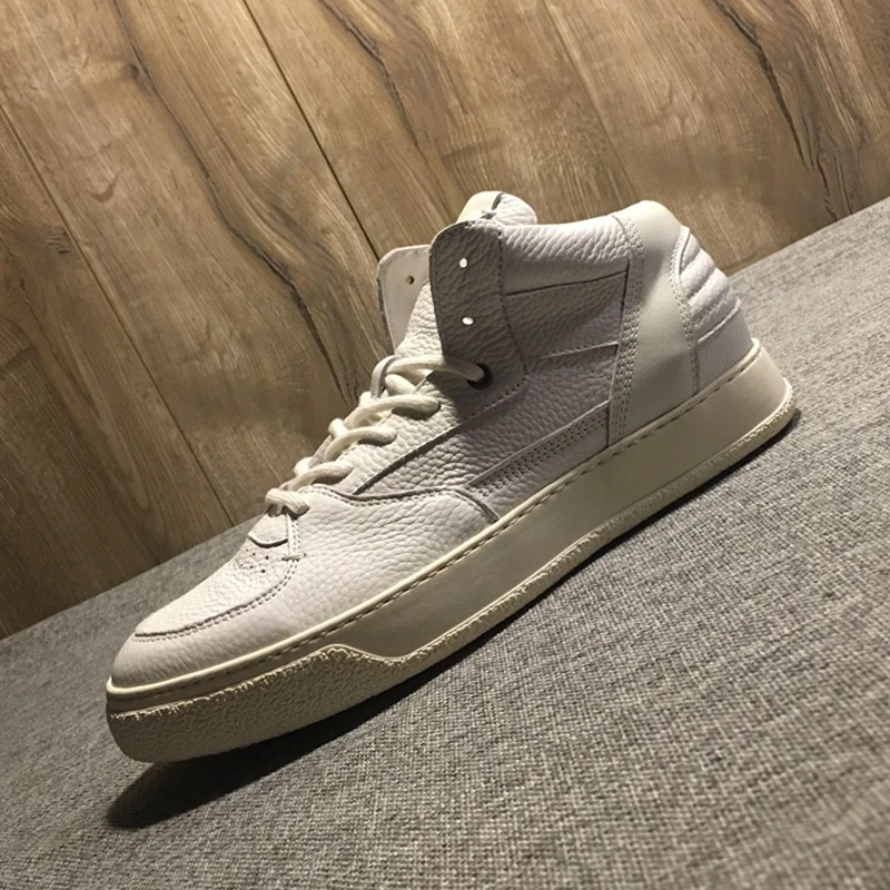 广州真皮潮男鞋秋季新款白色高帮鞋男