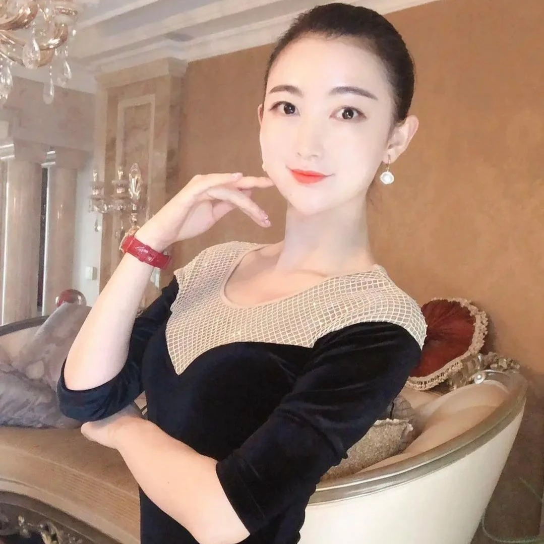 《思娴专属》网红镶钻黑色气质网纱形体服舞蹈服春秋冬款丝绒中袖