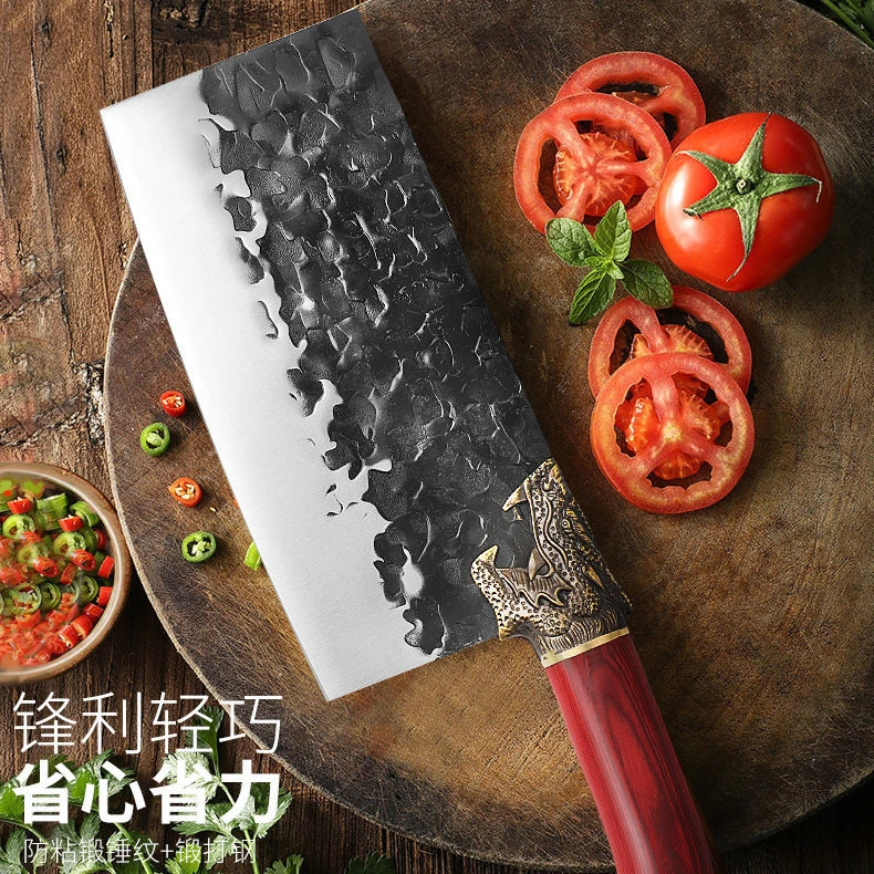 锻打菜刀家用锋利厨师专用斩切两用刀具厨房切菜切肉刀厨师刀锋利