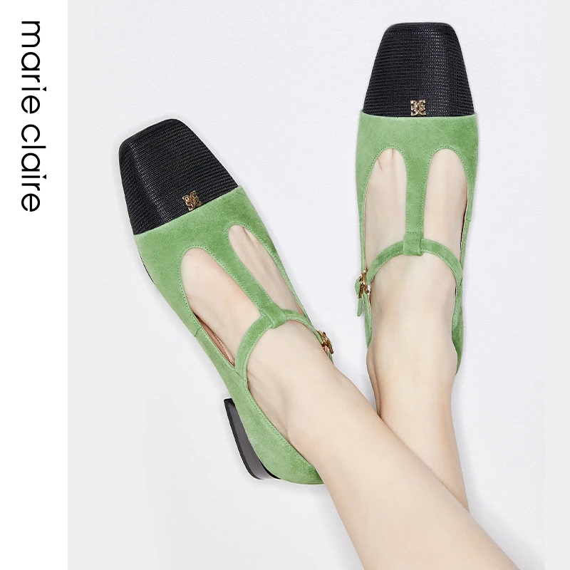 【毛晓彤同款】MC巴黎女鞋/marieclaire 2024拼色T带玛丽珍鞋女