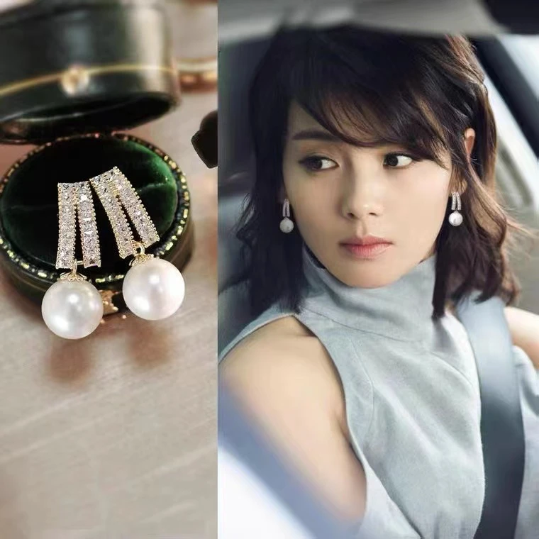 铜合金合成锆石耳饰 优雅气质日常不挑年龄珠珠耳饰耳坠 H-101