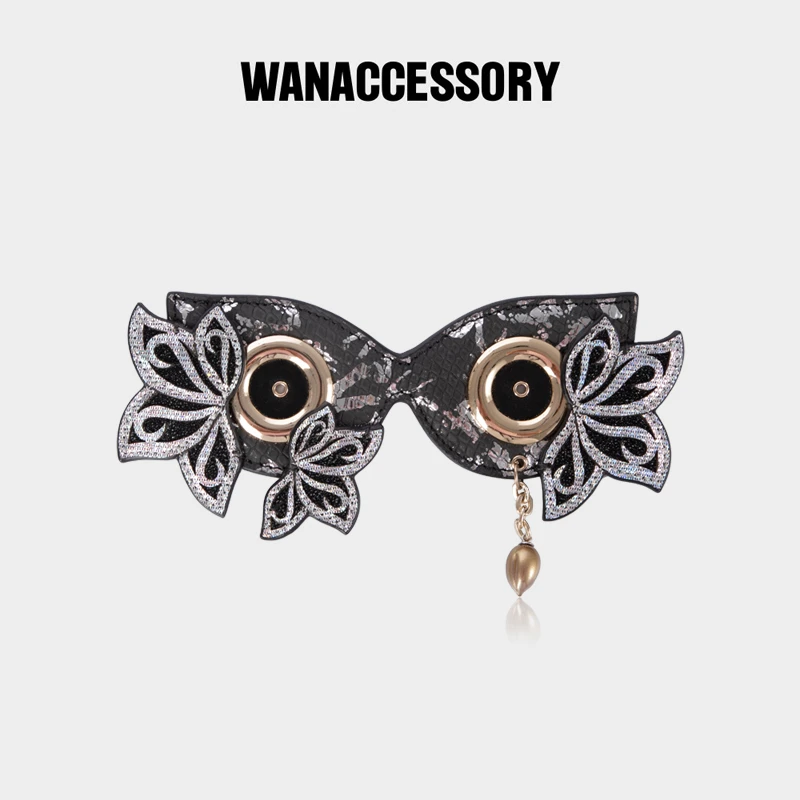 WANACCESSORY万蔻新款装饰面具换脸猫头鹰包包配饰水晶兰眼睛原创