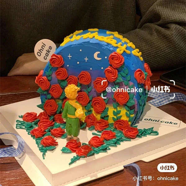 网红同款玫瑰站姿小王子摆件生日蛋糕装饰甜品台烘焙情景配件