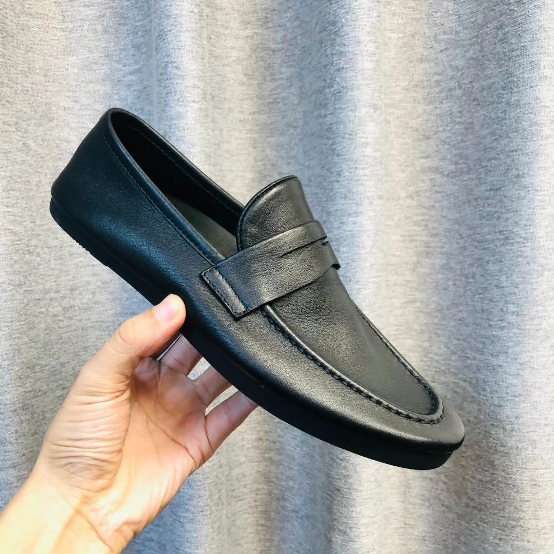 GKQ/古铠骑新款男士真皮柔软素面休闲懒人套脚鞋