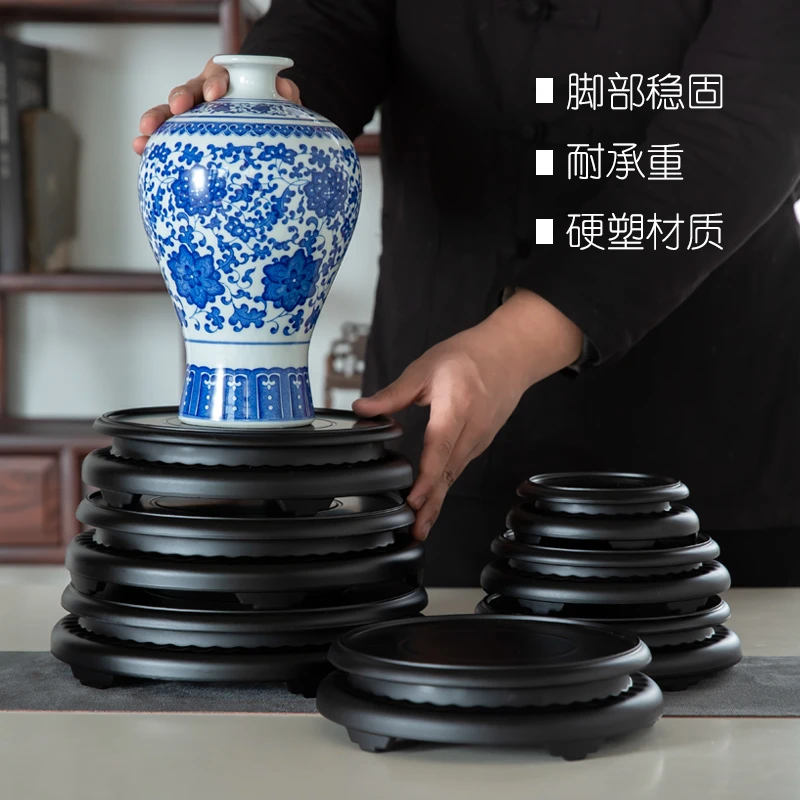 机械旋转底座托实木花瓶鱼缸奇石头工艺品摆件花盆底座托盘架圆形