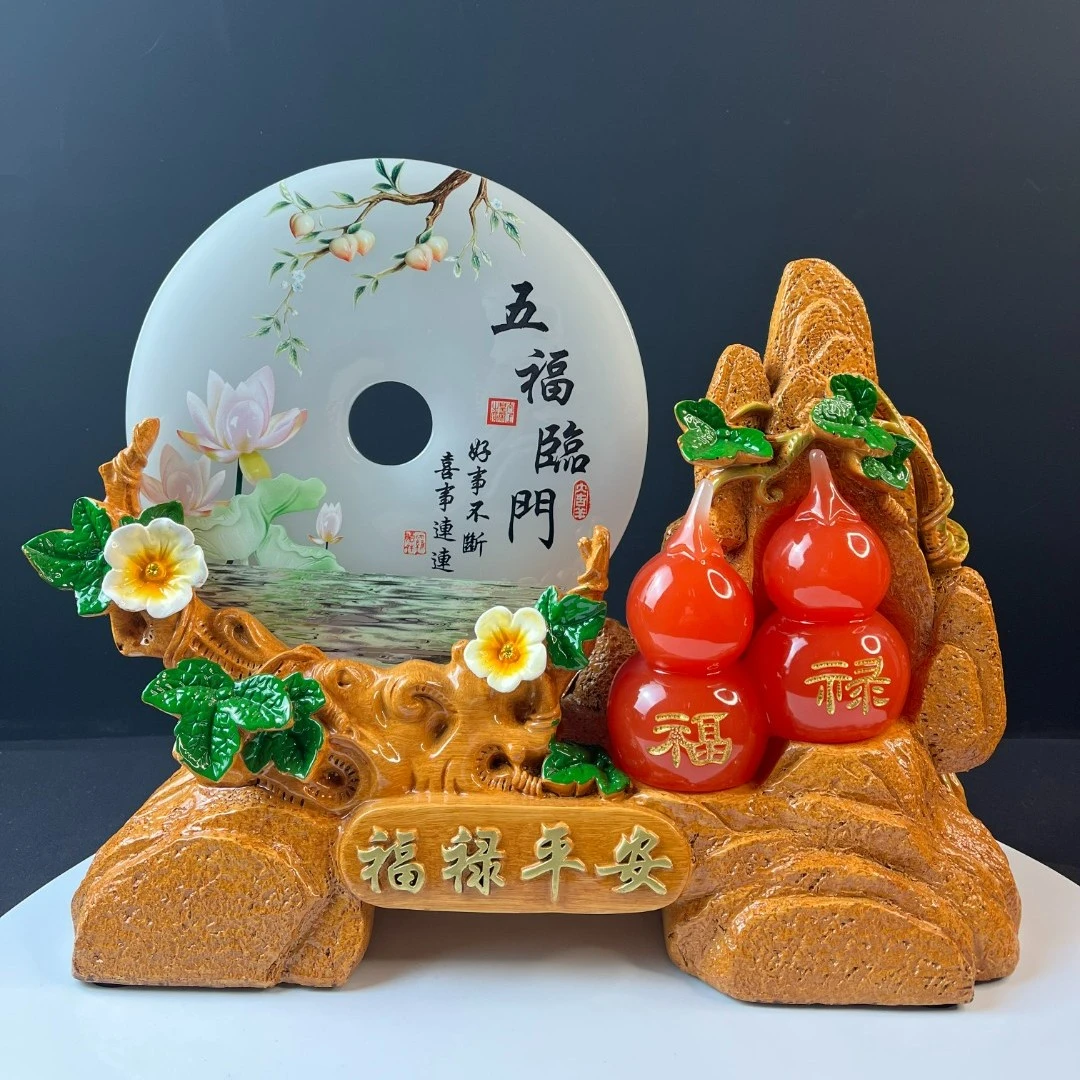五福临门葫芦平安扣新中式百搭客厅玄关电视柜酒柜摆件搬新房送礼
