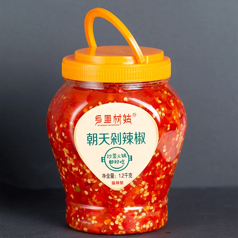 湖南特产1.2kg大瓶装朝天辣椒酱红色剁辣椒炒菜蒸鱼头下饭腌制