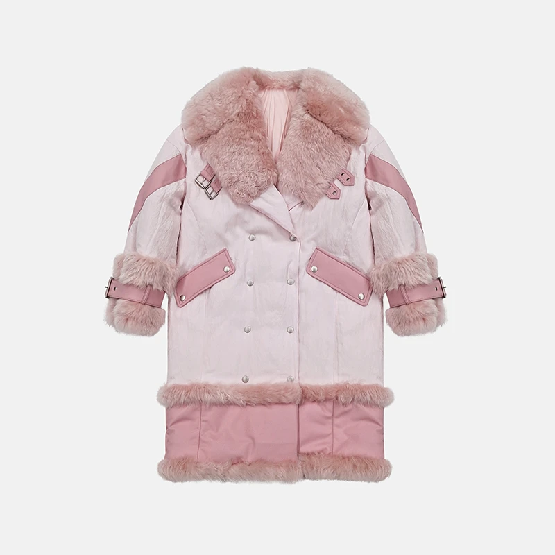 【B99官方旗舰店】秋冬粉色毛领女装时尚羽绒服FGWDA10013-A