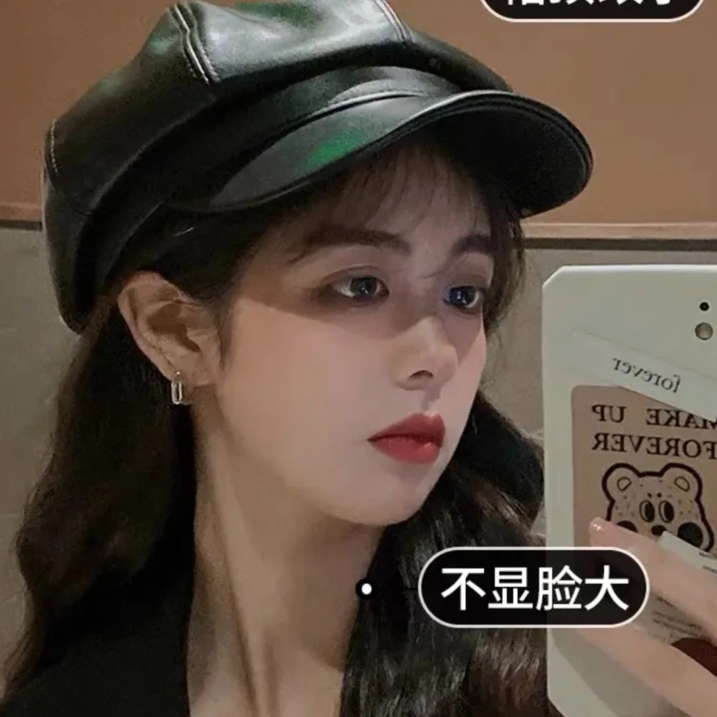 出街百搭黑色八角帽英伦复古韩版秋冬画家显脸小百搭帽鸭舌贝雷帽