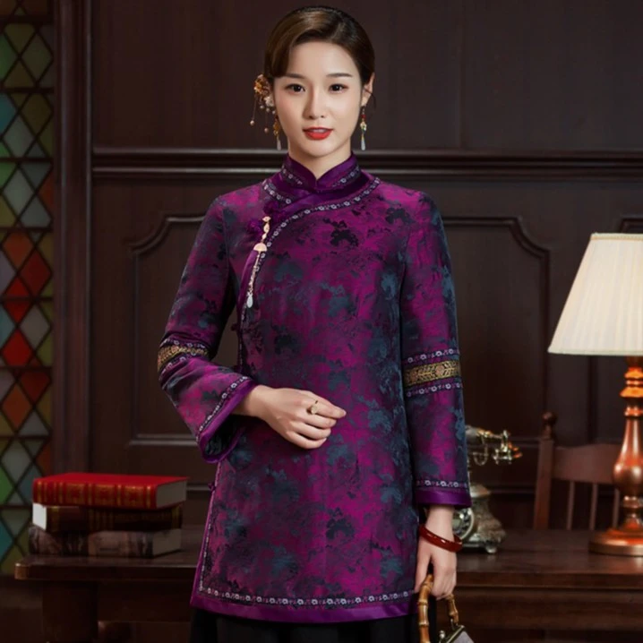 华族经典【唯闻芳月】唐装盘扣旗袍中式国风冬季上衣ins中长款长袖