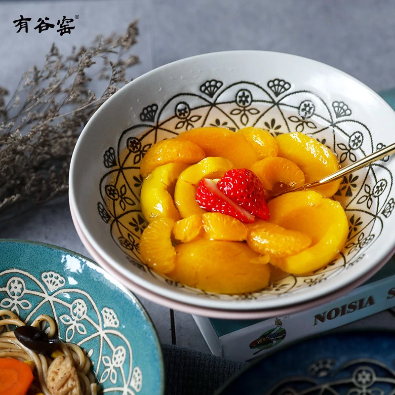 摩洛哥釉下彩5.3寸米饭碗汤碗日式家用高颜值餐具田园风陶瓷餐具