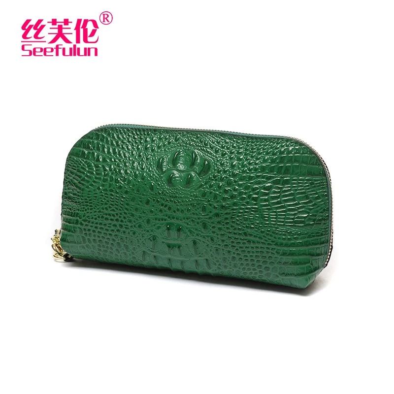鳄鱼皮纹真皮小手包高档牛皮手拎包大容量放手机女休闲晚宴手拿包