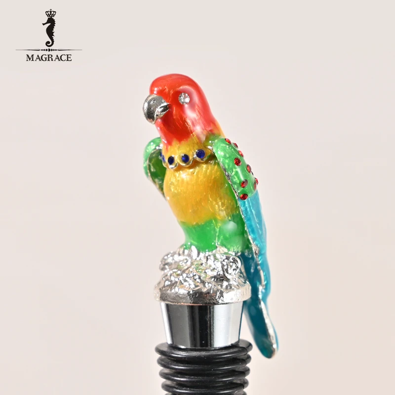 MAGRACE HOME复古欧式立体合金镶钻鹦鹉红酒塞创意装饰红酒塞